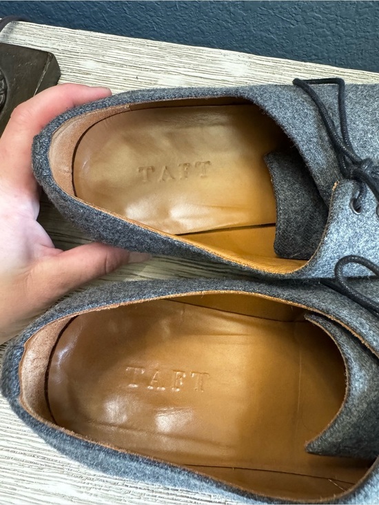 Taft Gray Wool Derby Shoes with Brown Sole main image 6